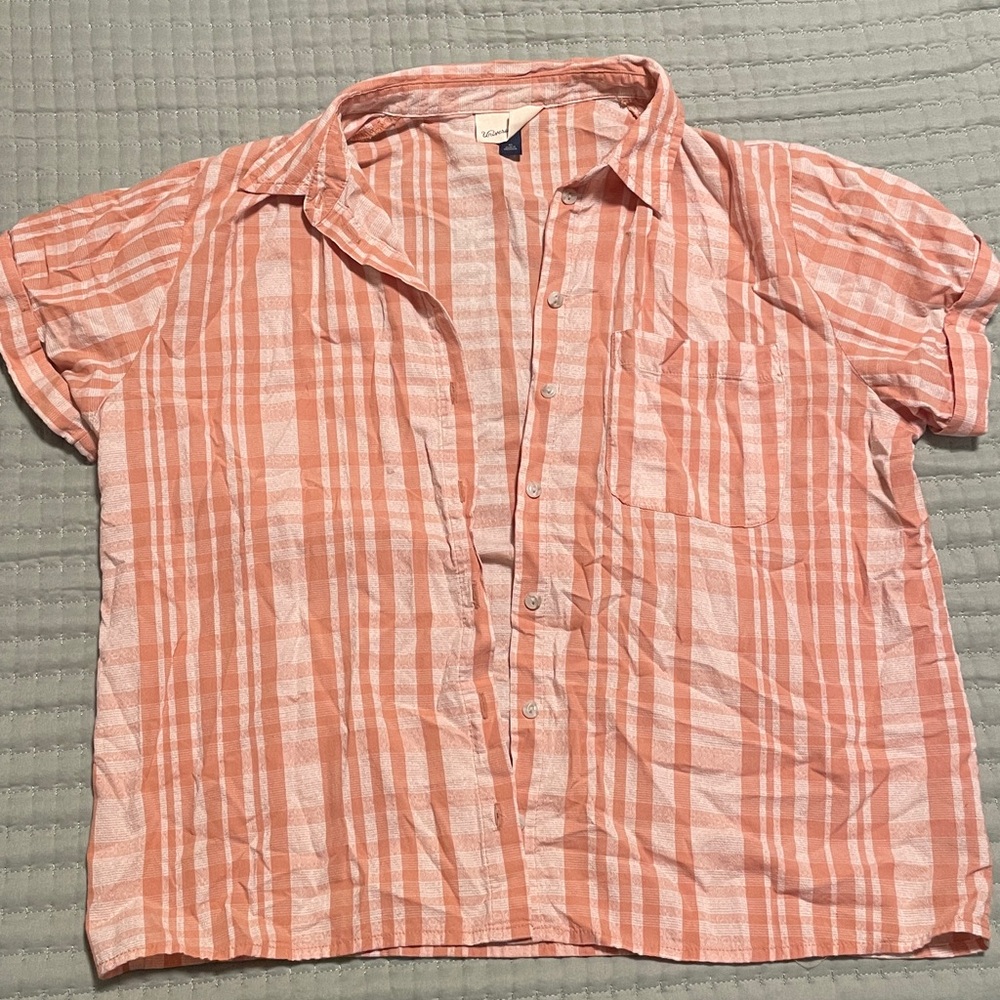 Universal Thread Pink and White Plaid Shirt
